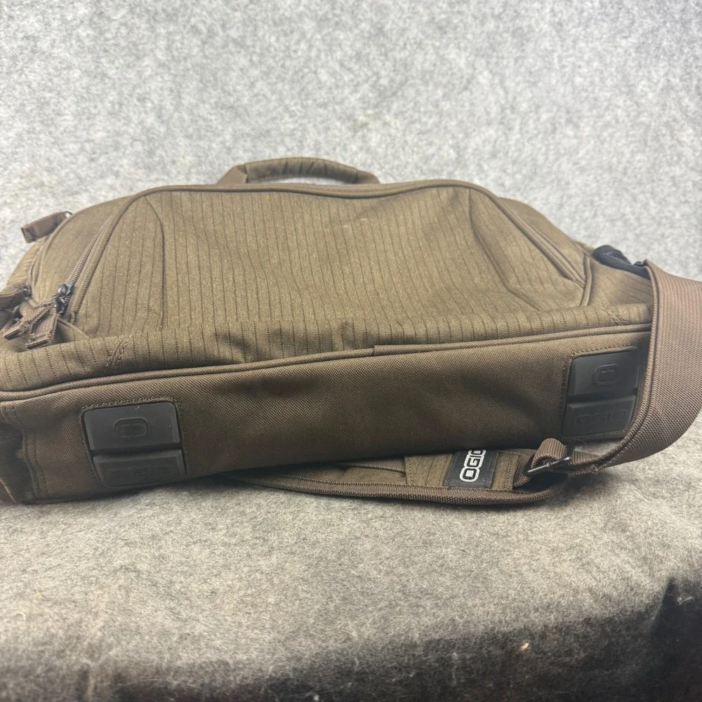OGIO Street Laptop Messenger Bag Brown Pinstripe Tech Briefcase Shoulder NWOT